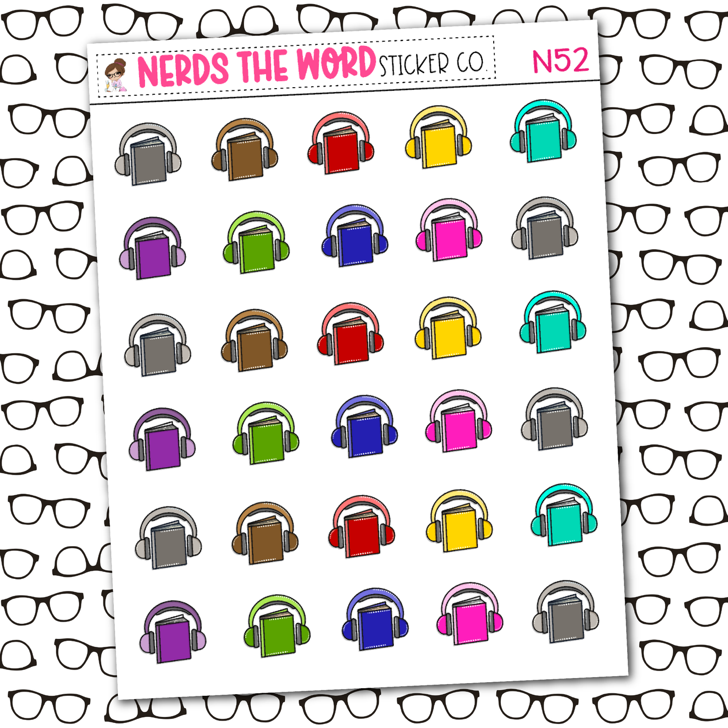 Audio Book Icon Sticker Sheet