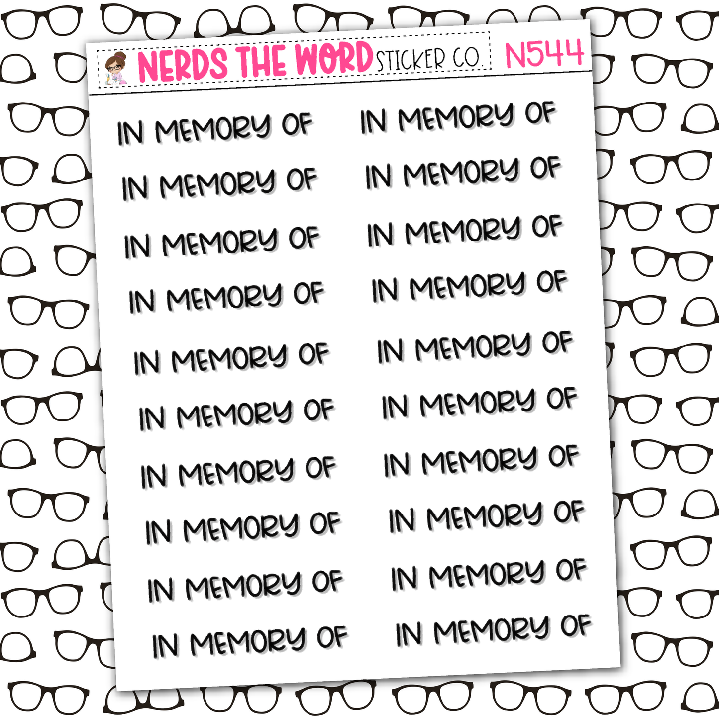 In Memory Of Sticker Sheet