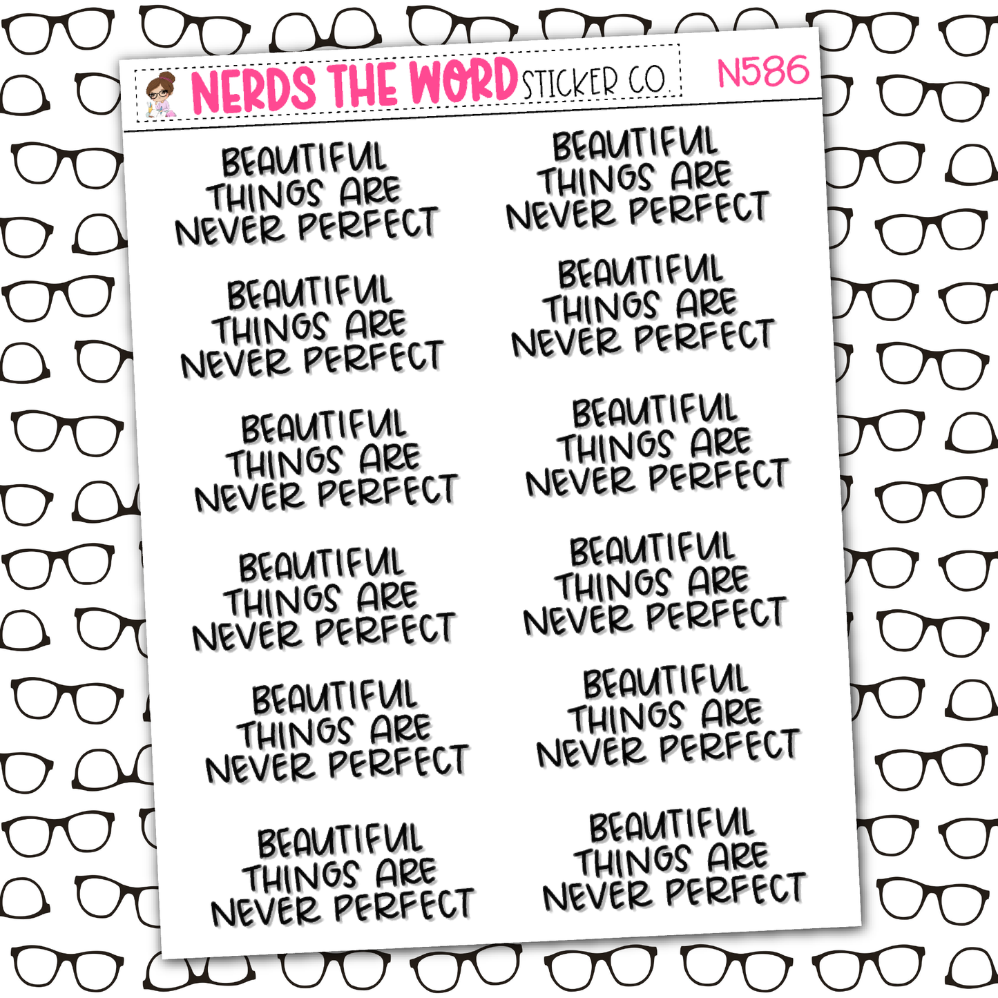 Beautiful is Never Perfect Sticker Sheet