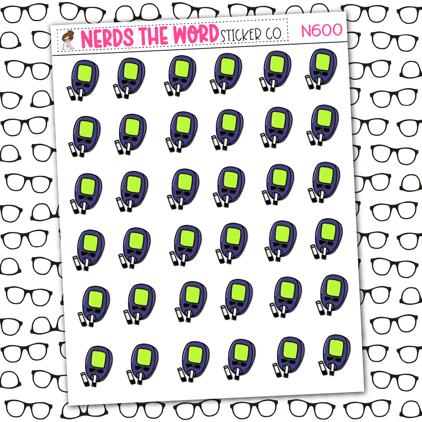 Blood Sugar Test Icon Sticker Sheet