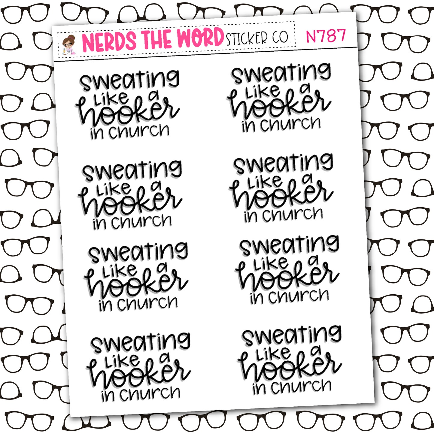 Hooker in Church Sticker Sheet