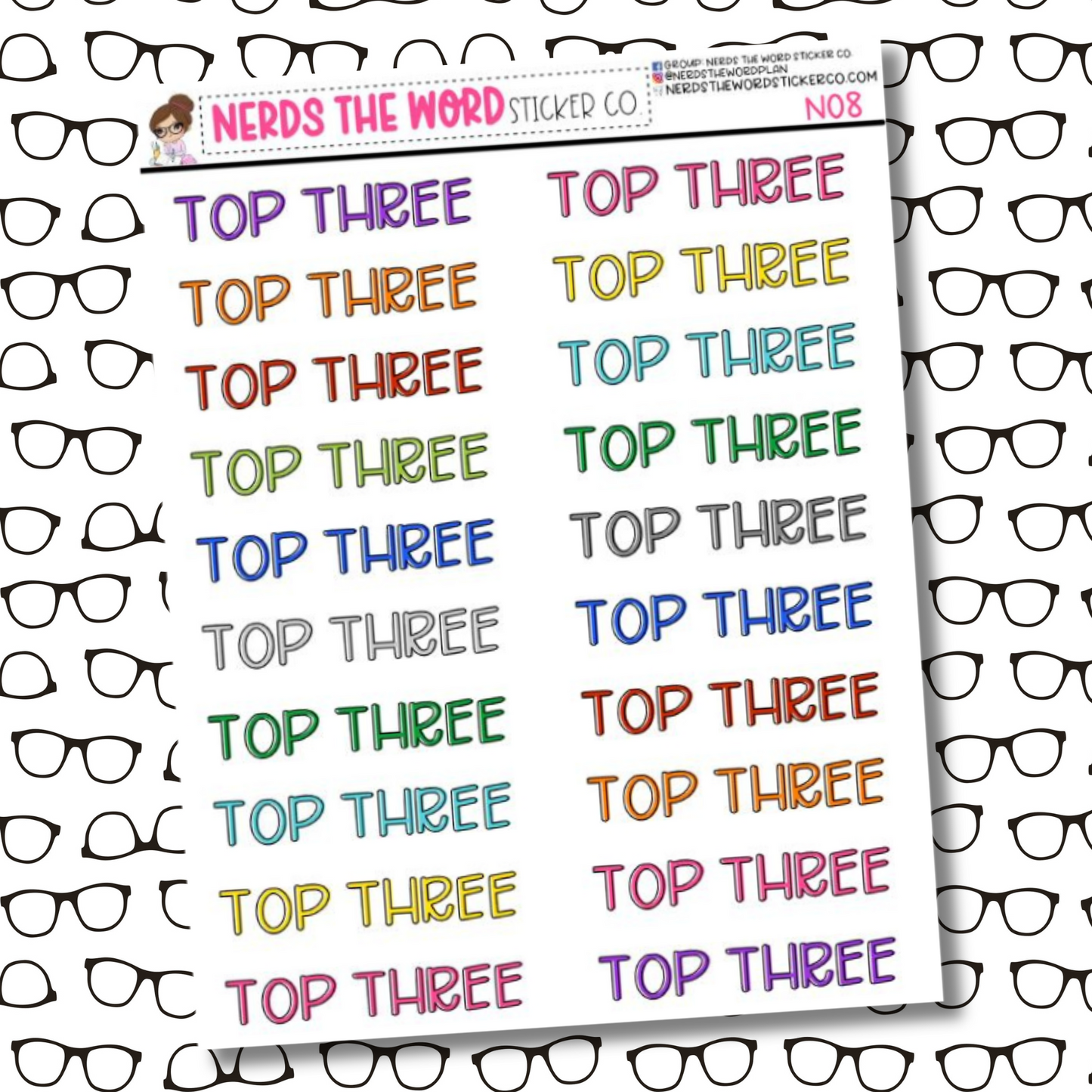 Top Three Rainbow Sticker Sheet