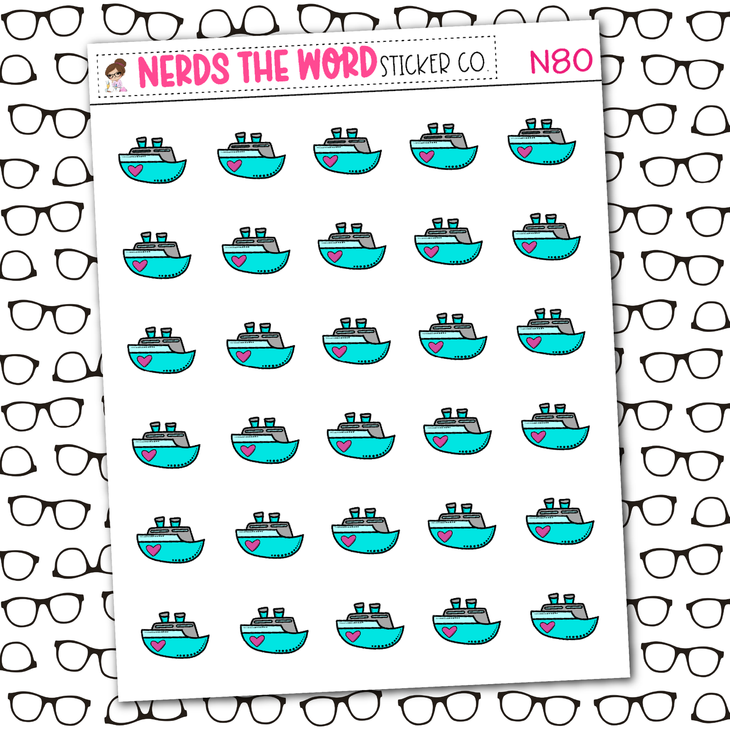 Cruise Ship Icon Sticker Sheet