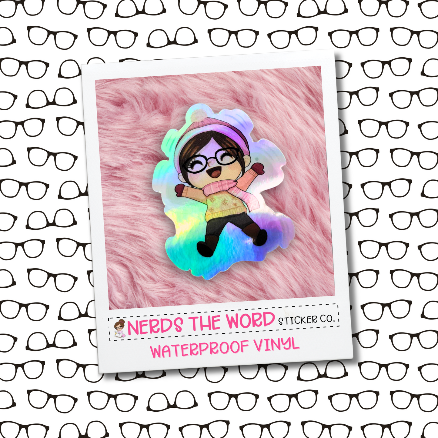 Snow Day Nora - Holographic Vinyl Sticker