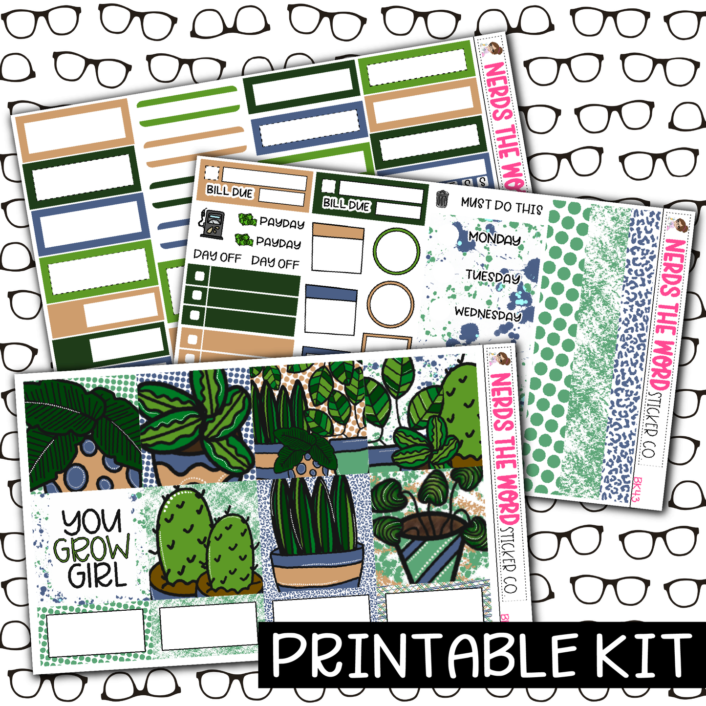 PRINTABLE - Plants Monthly, Weekly and or Journaling Sticker Kit