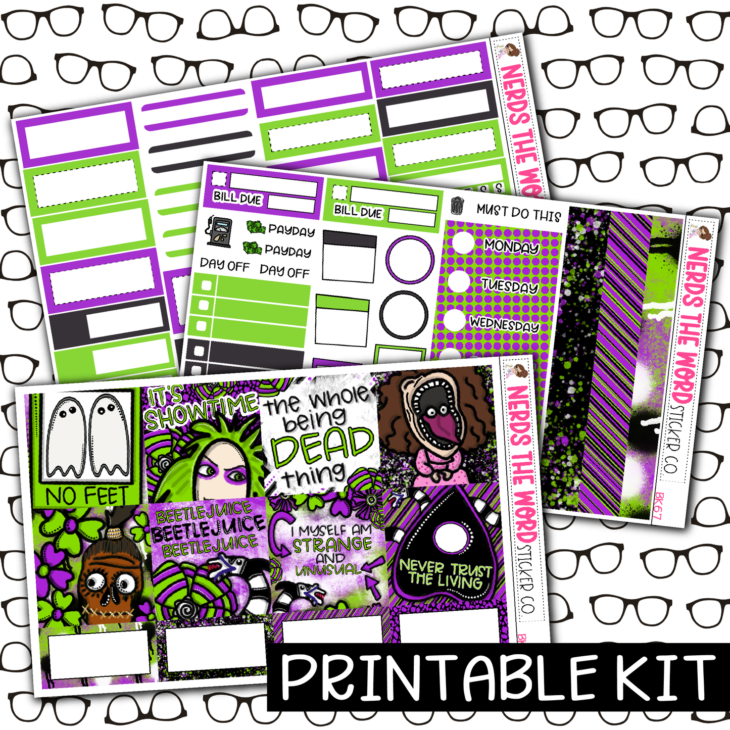 PRINTABLE - Beetlejuice Monthly, Weekly and or Journaling Sticker Kit