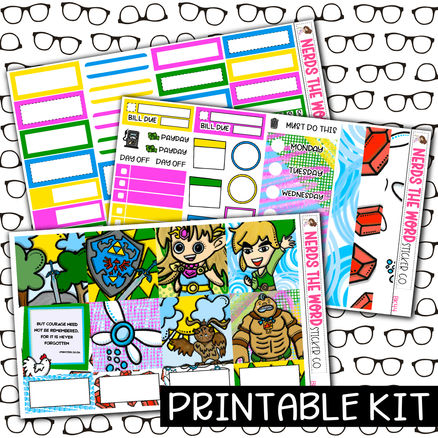 PRINTABLE - Zelda Monthly, Weekly and or Journaling Sticker Kit