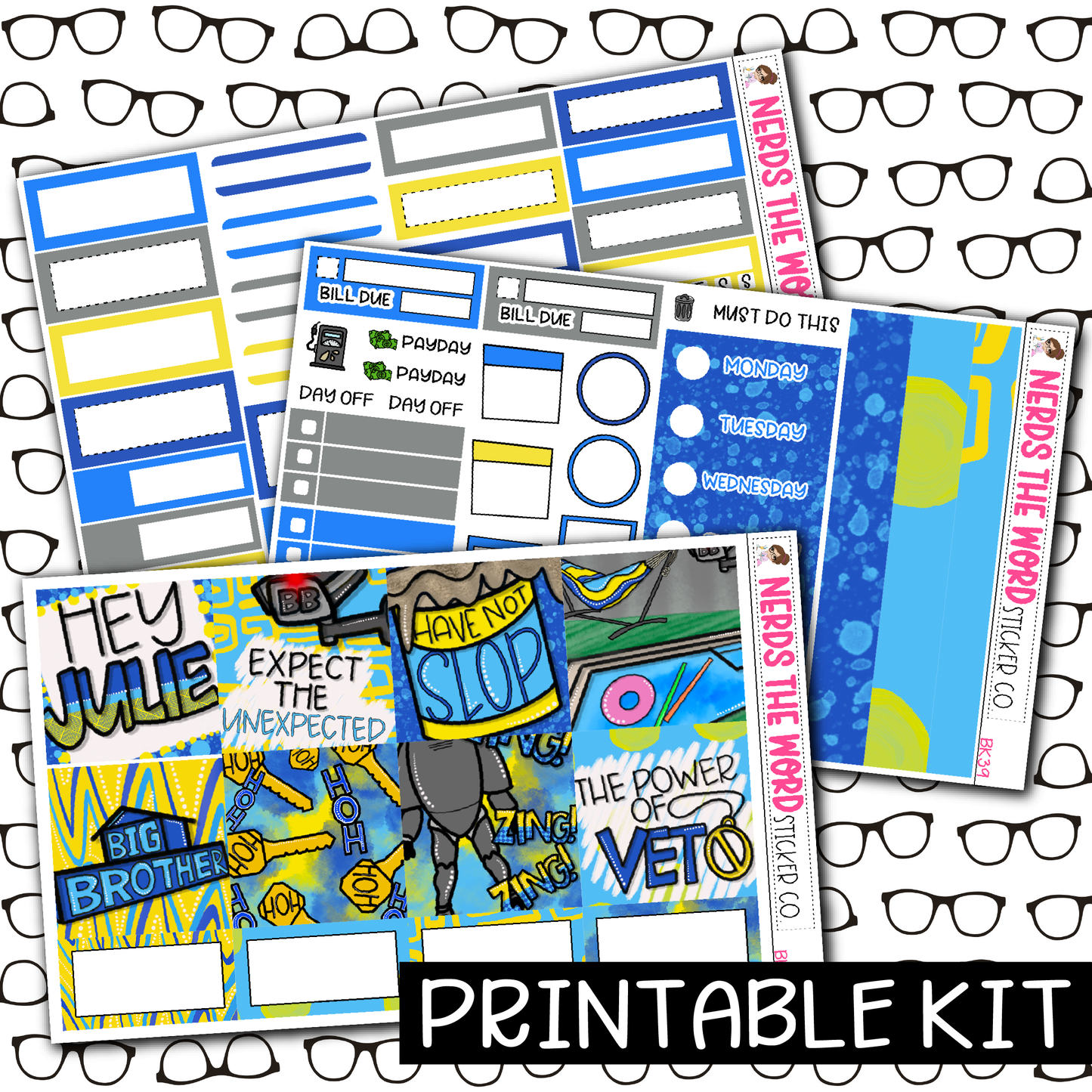PRINTABLE - BB House Monthly, Weekly and or Journaling Sticker Kit