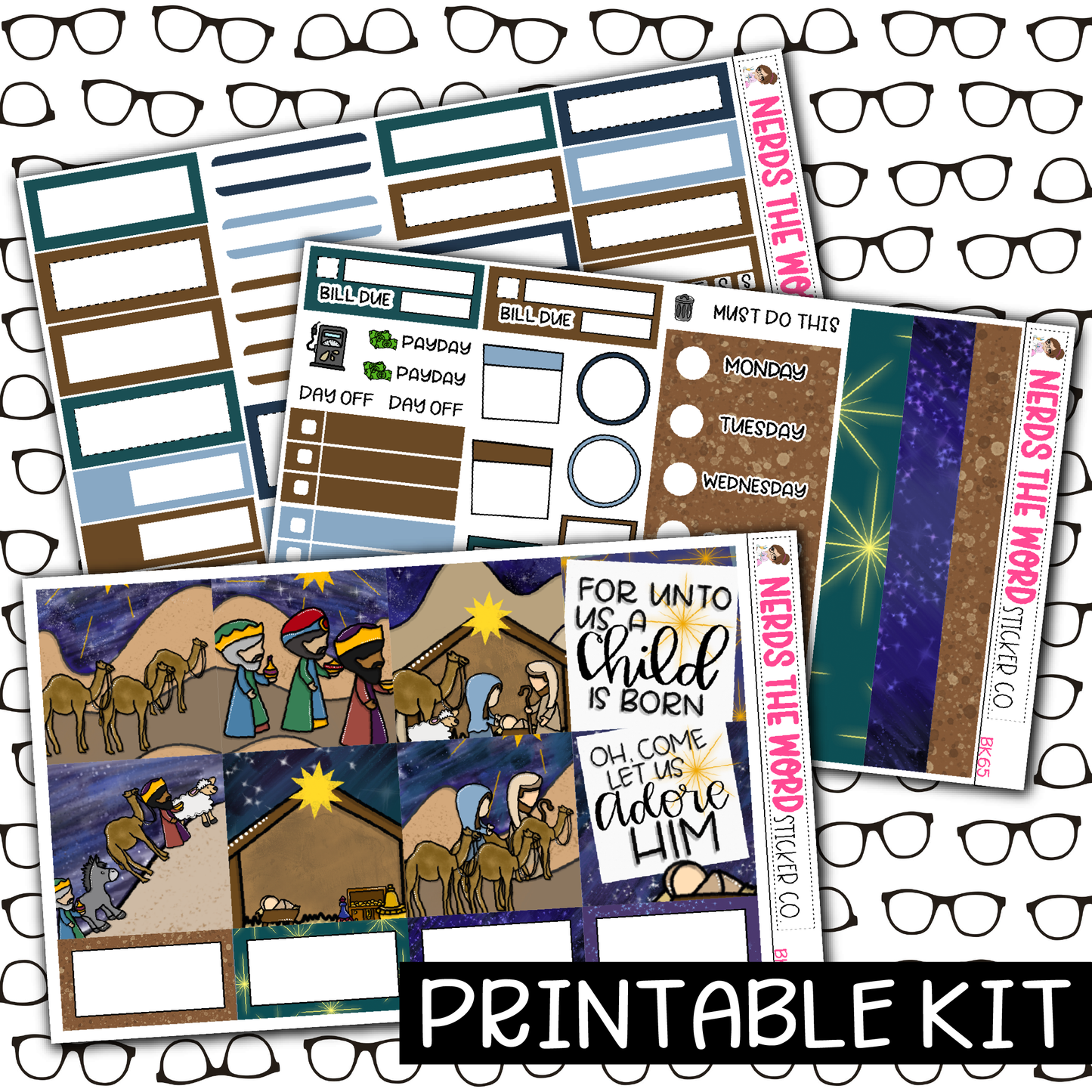 PRINTABLE - Nativity Monthly, Weekly and or Journaling Sticker Kit