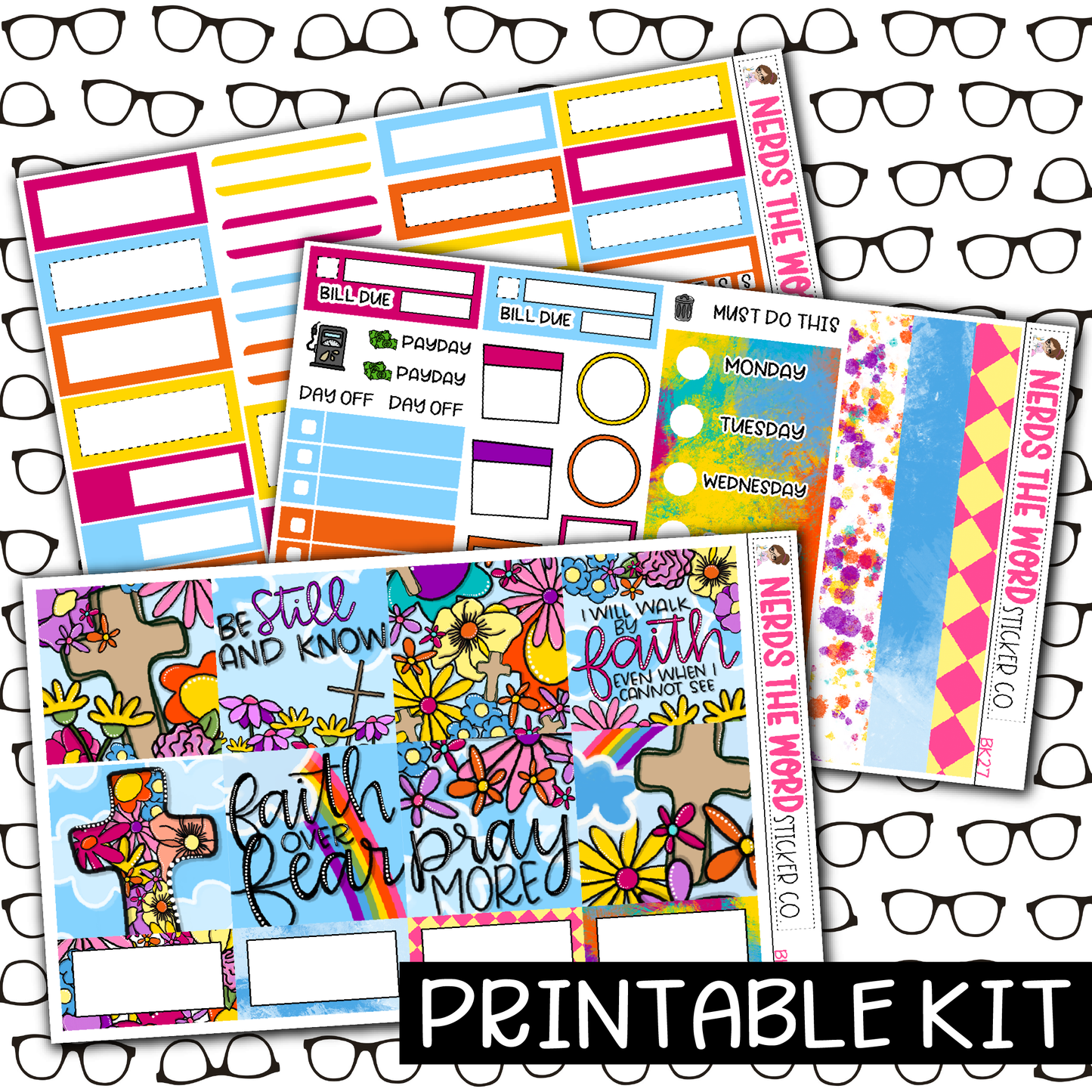 PRINTABLE - Pray Monthly, Weekly and or Journaling Sticker Kit