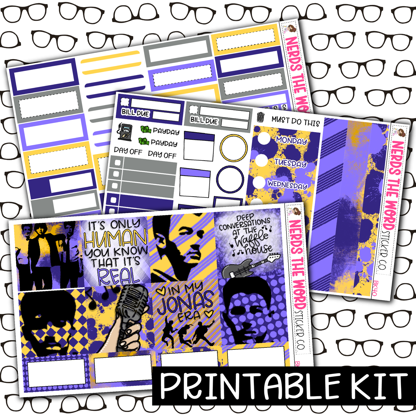 PRINTABLE -Jonas Monthly, Weekly and or Journaling Sticker Kit