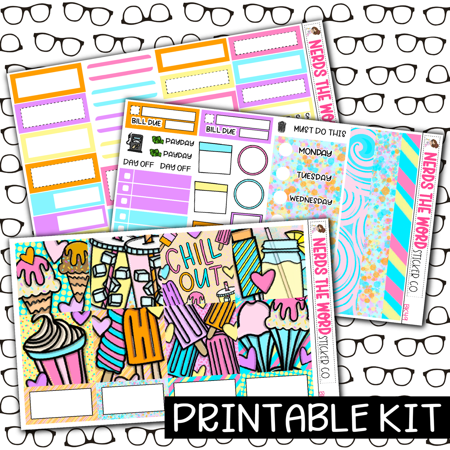 PRINTABLE - Chill Out Monthly, Weekly and or Journaling Sticker Kit