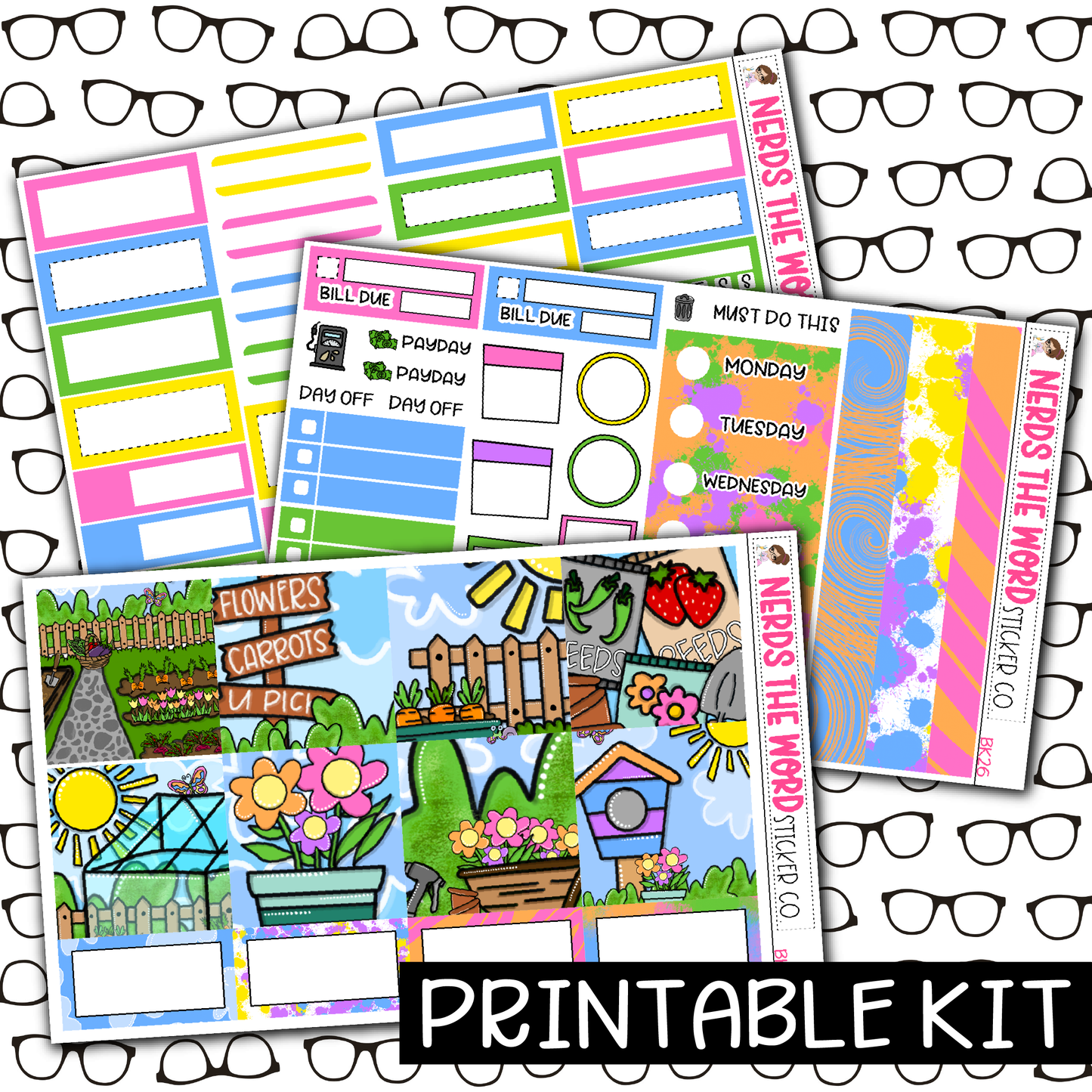 PRINTABLE - Garden Monthly, Weekly and or Journaling Sticker Kit