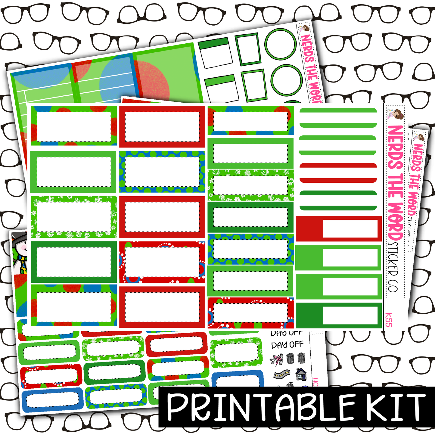PRINTABLE - Classic Christmas Monthly, Weekly and or Journaling Sticker Kit
