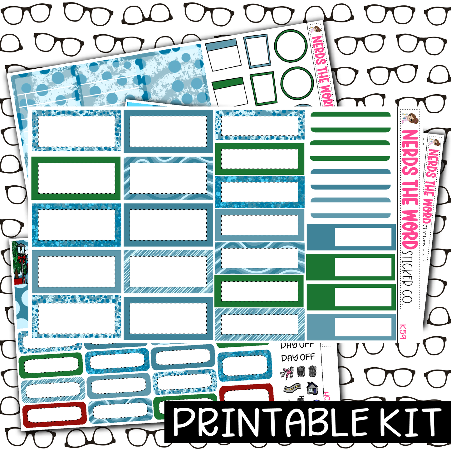 PRINTABLE - Christmas Village Monthly, Weekly and or Journaling Sticker Kit