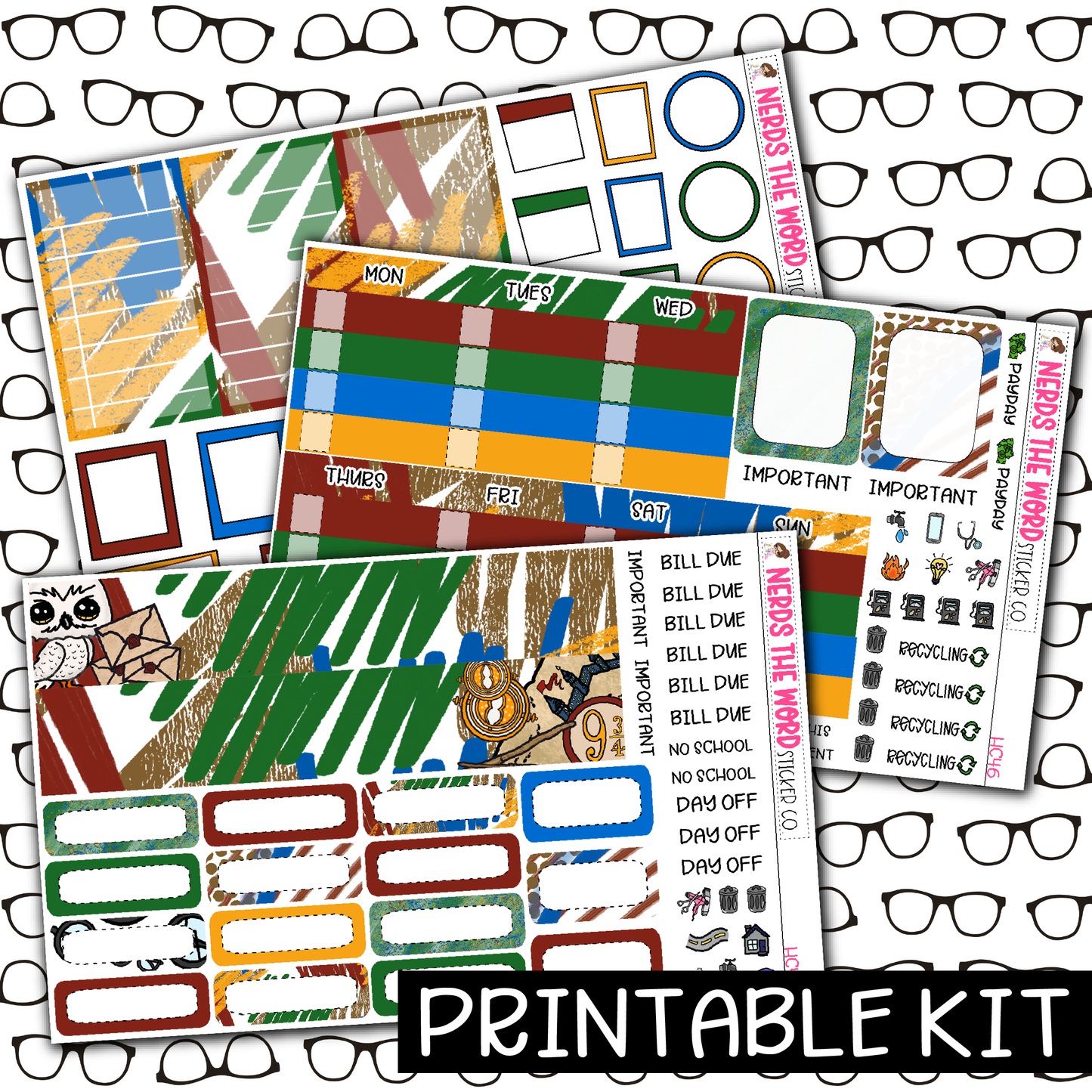 PRINTABLE - You're a Wizard Monthly, Weekly and or Journaling Sticker Kit
