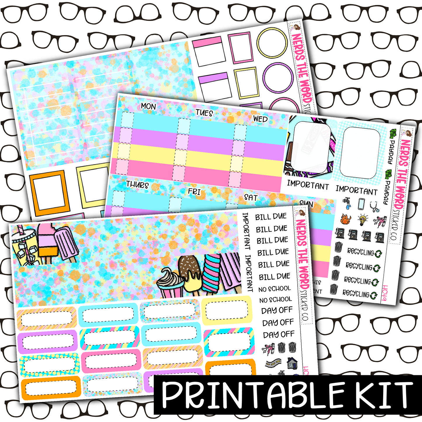 PRINTABLE - Chill Out Monthly, Weekly and or Journaling Sticker Kit