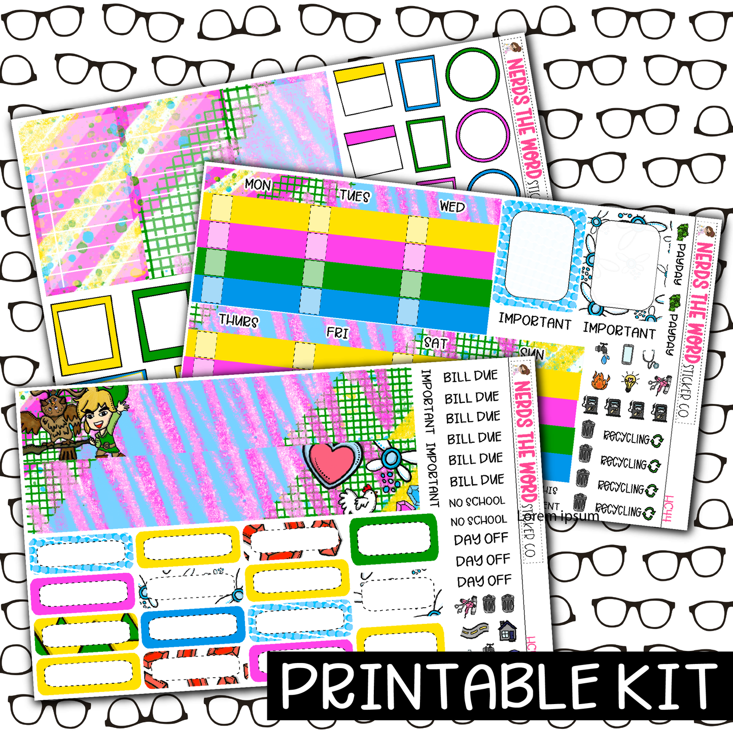 PRINTABLE - Zelda Monthly, Weekly and or Journaling Sticker Kit