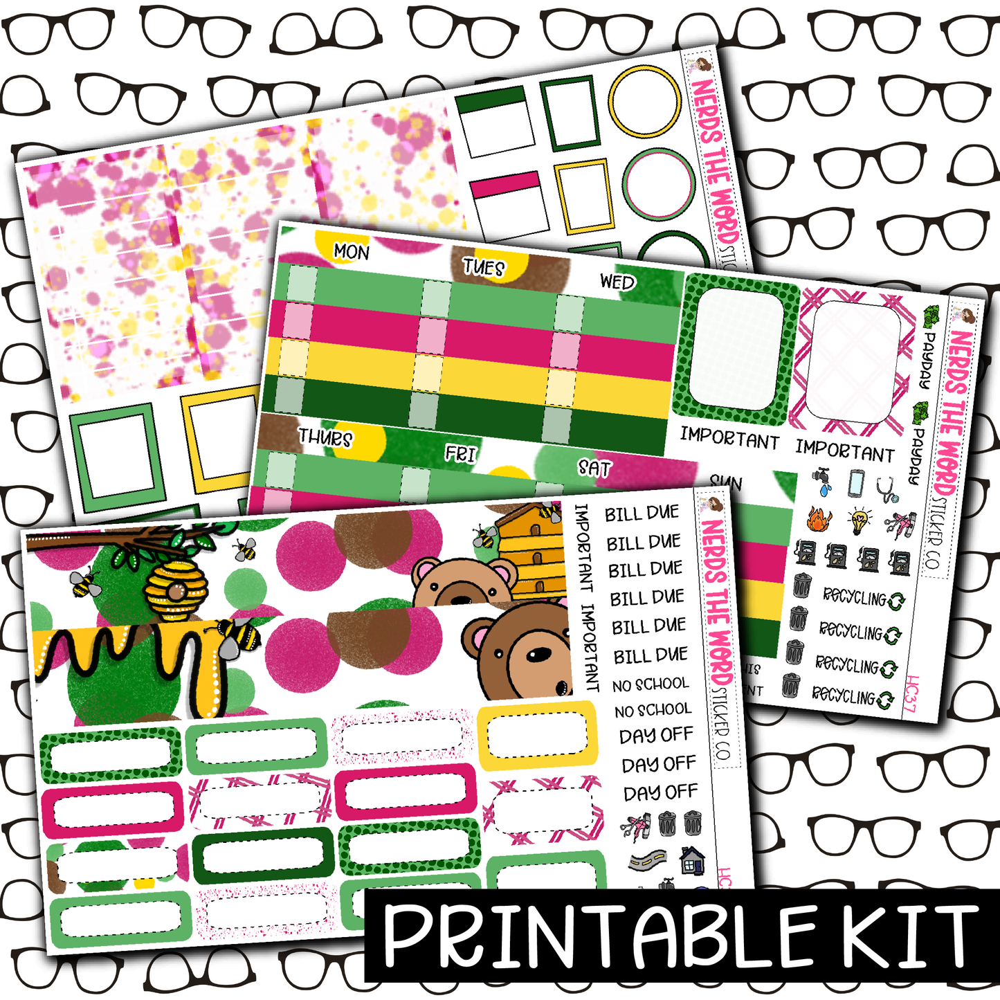 PRINTABLE - Don't Feed The Bears Monthly, Weekly and or Journaling Sticker Kit