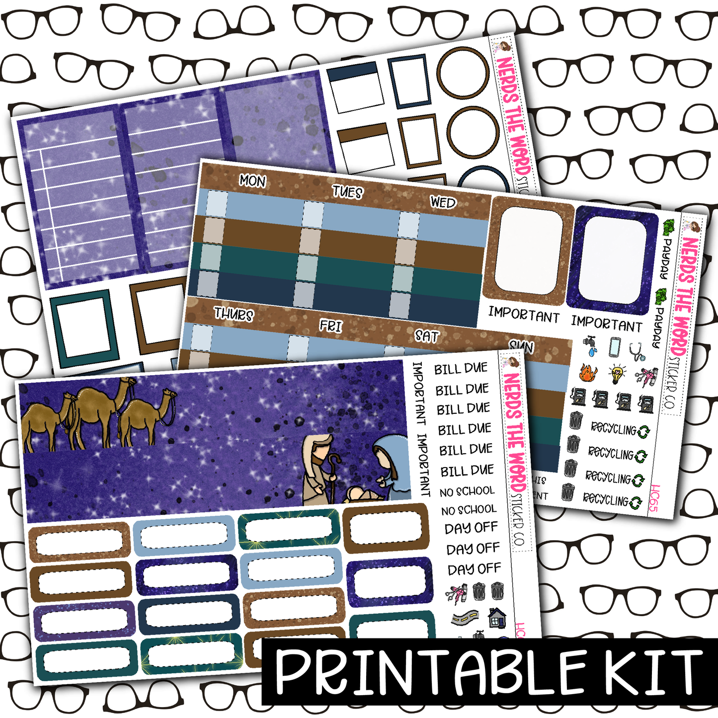 PRINTABLE - Nativity Monthly, Weekly and or Journaling Sticker Kit