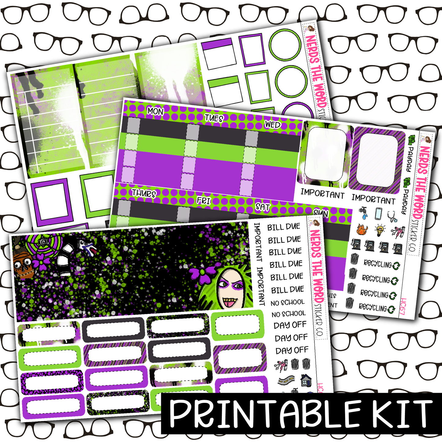 PRINTABLE - Beetlejuice Monthly, Weekly and or Journaling Sticker Kit