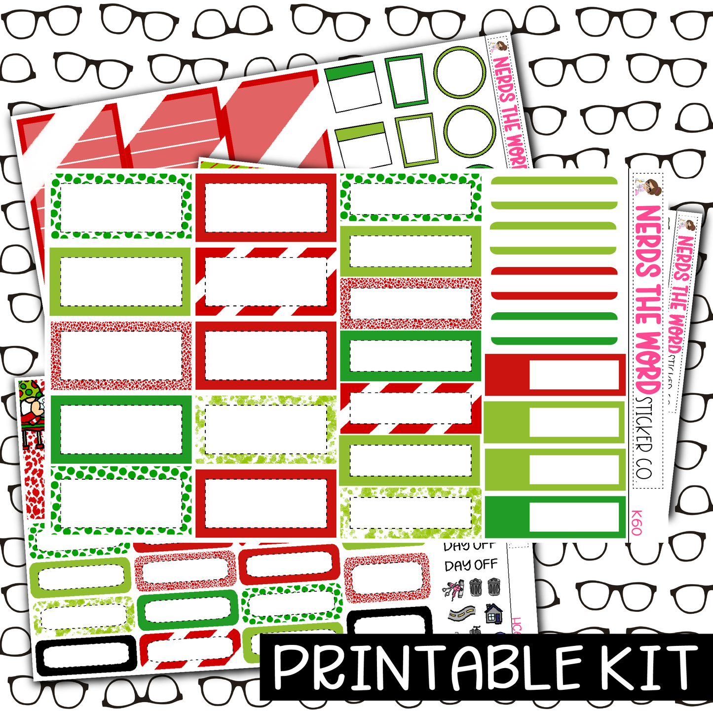 PRINTABLE - HoHo Gnome Monthly, Weekly and or Journaling Sticker Kit