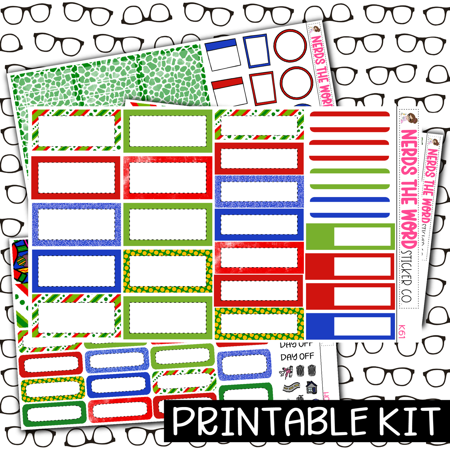 PRINTABLE - Ugly Sweater Monthly, Weekly and or Journaling Sticker Kit
