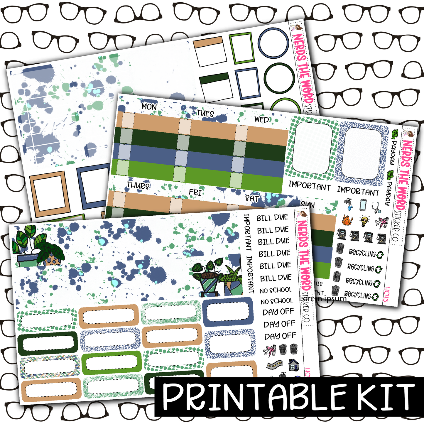 PRINTABLE - Plants Monthly, Weekly and or Journaling Sticker Kit
