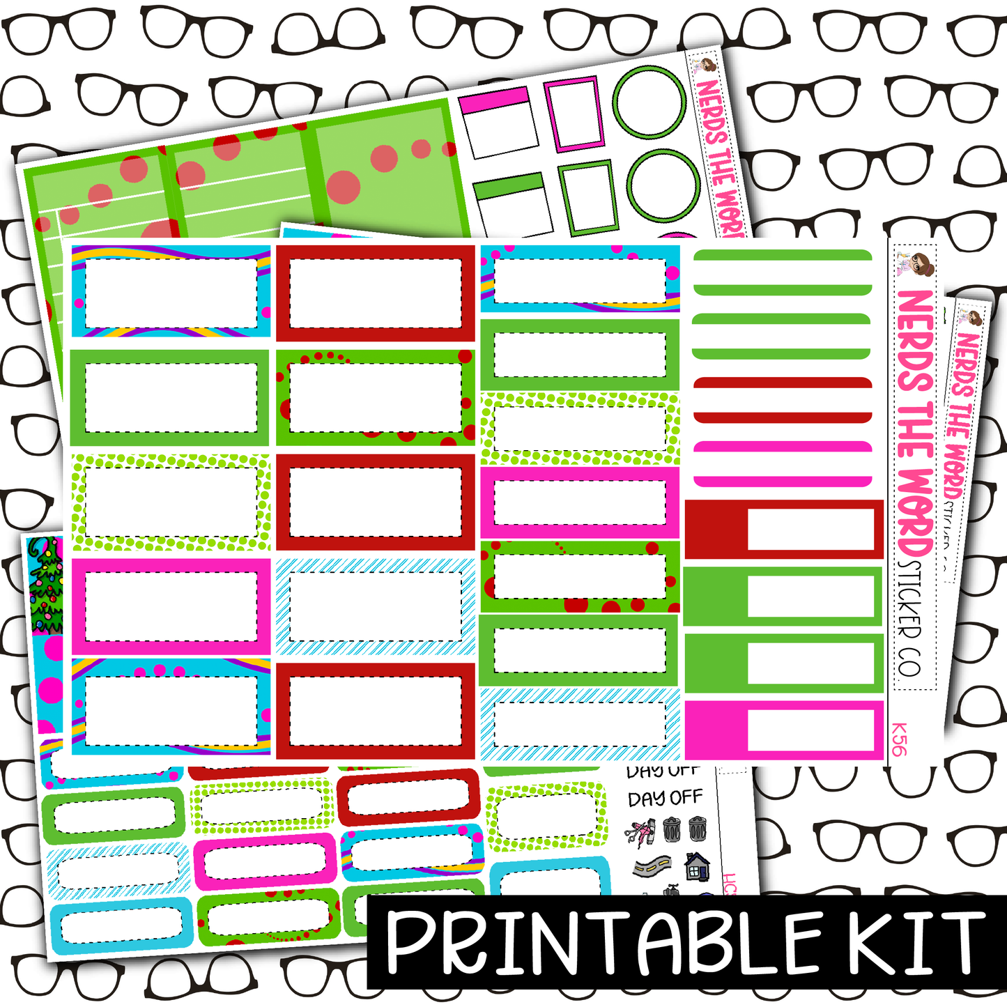 PRINTABLE - You're a Mean One Monthly, Weekly and or Journaling Sticker Kit