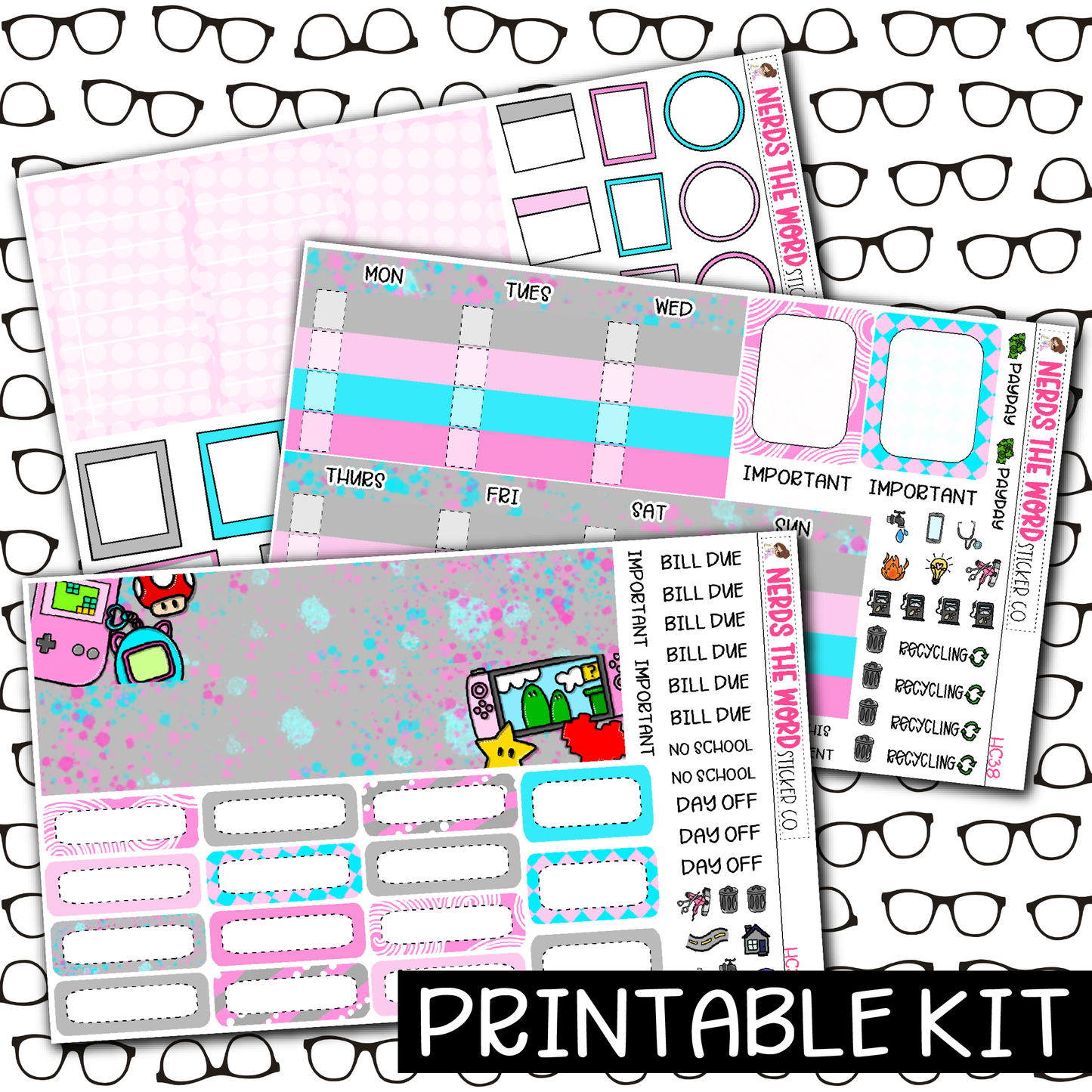 PRINTABLE - Gamer Girl Monthly, Weekly and or Journaling Sticker Kit