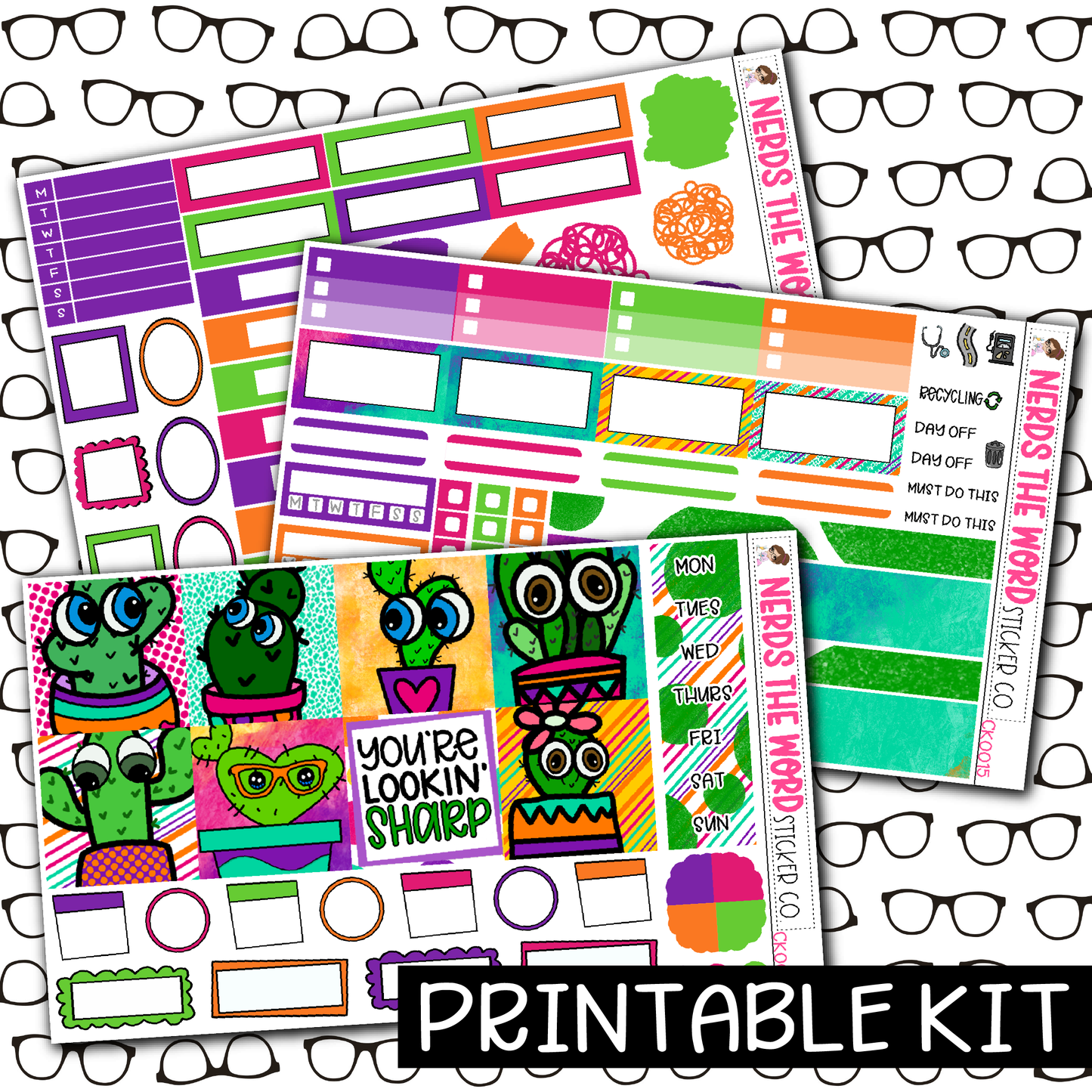 PRINTABLE - Lookin' Sharp Monthly, Weekly and or Journaling Sticker Kit
