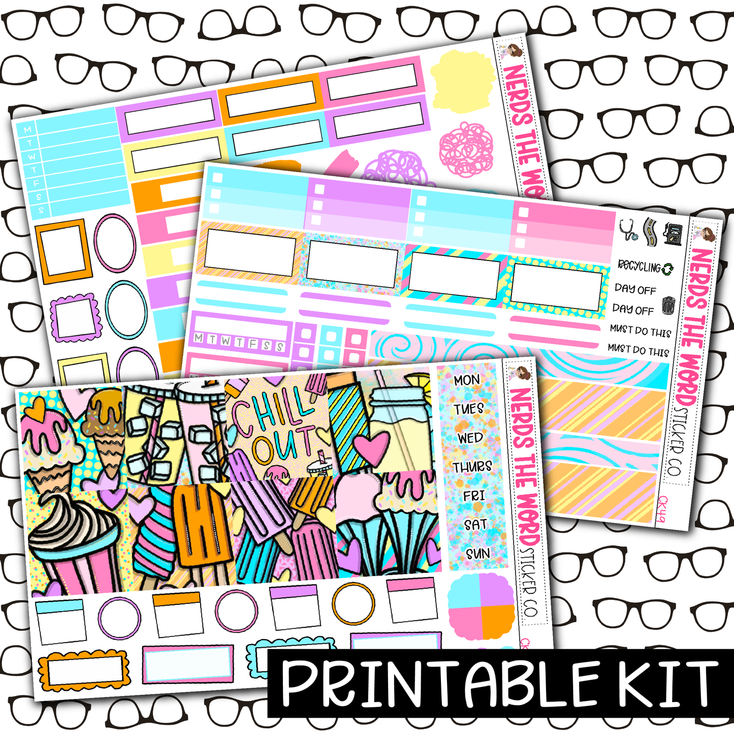 PRINTABLE - Chill Out Monthly, Weekly and or Journaling Sticker Kit