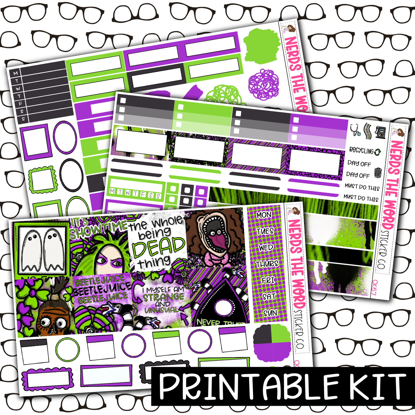 PRINTABLE - Beetlejuice Monthly, Weekly and or Journaling Sticker Kit