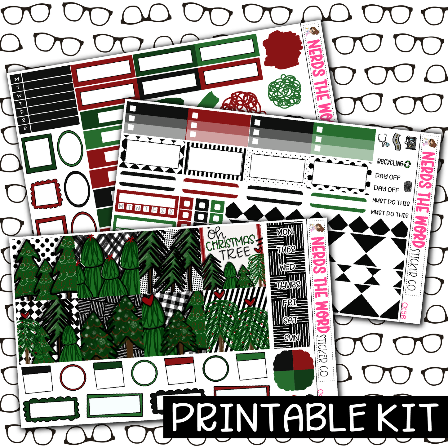 PRINTABLE - O Christmas Tree Monthly, Weekly and or Journaling Sticker Kit
