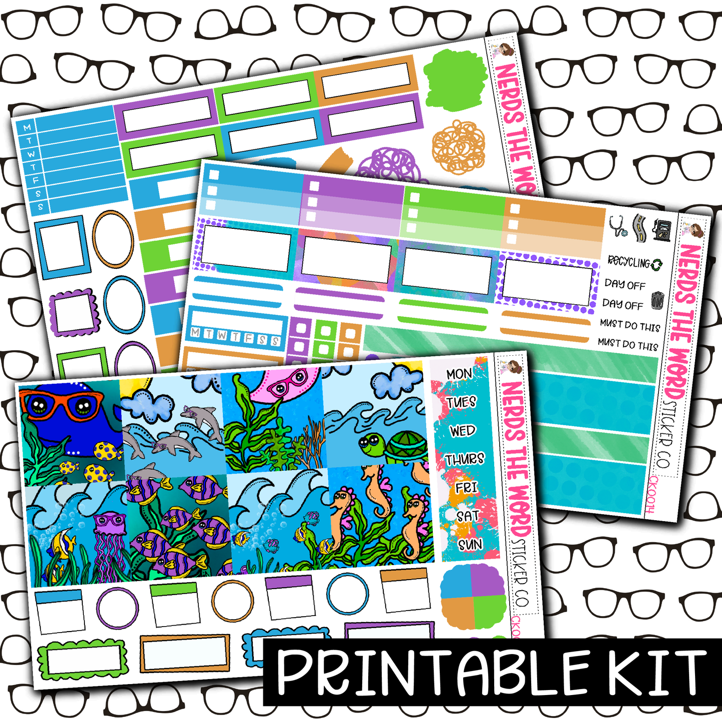 PRINTABLE -Under the Sea Monthly, Weekly and or Journaling Sticker Kit