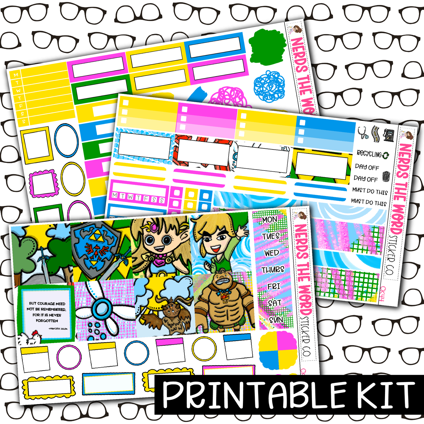 PRINTABLE - Zelda Monthly, Weekly and or Journaling Sticker Kit
