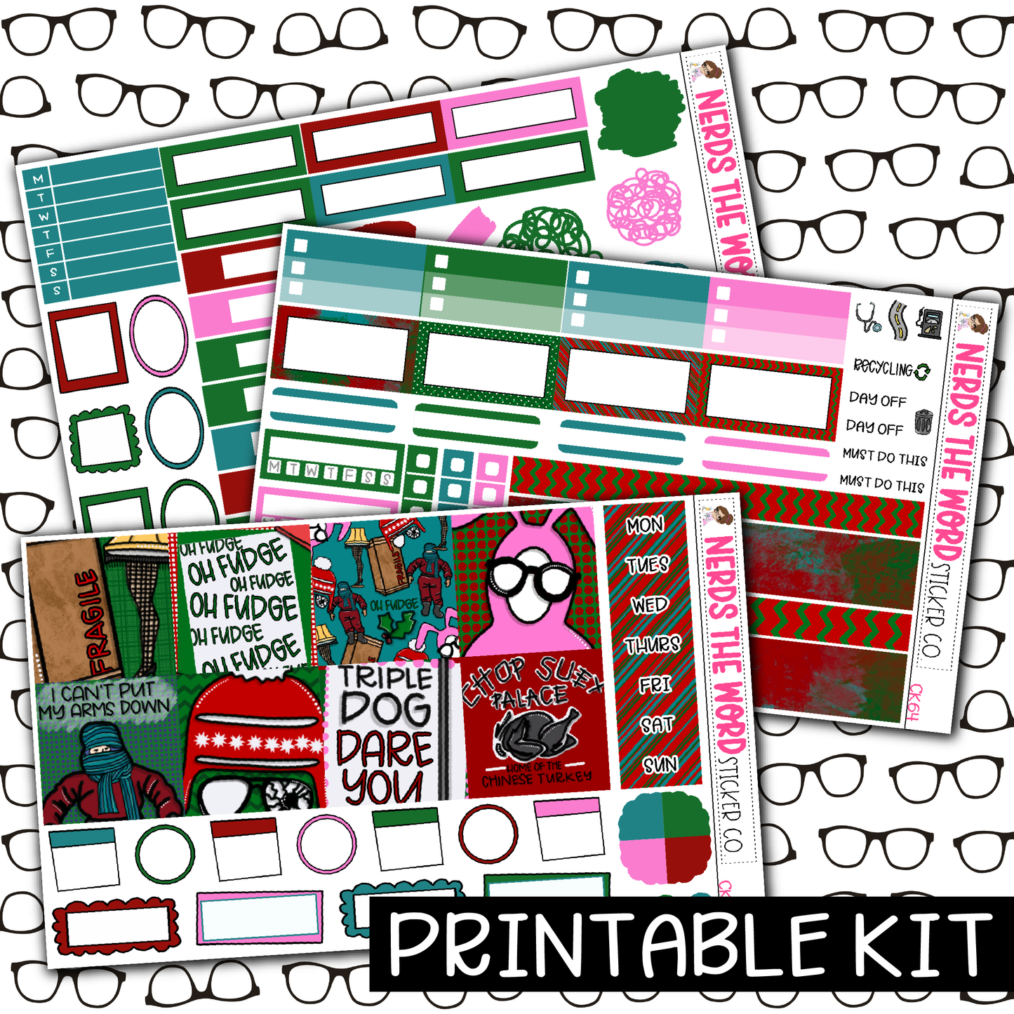 PRINTABLE - Christmas Story Monthly, Weekly and or Journaling Sticker Kit