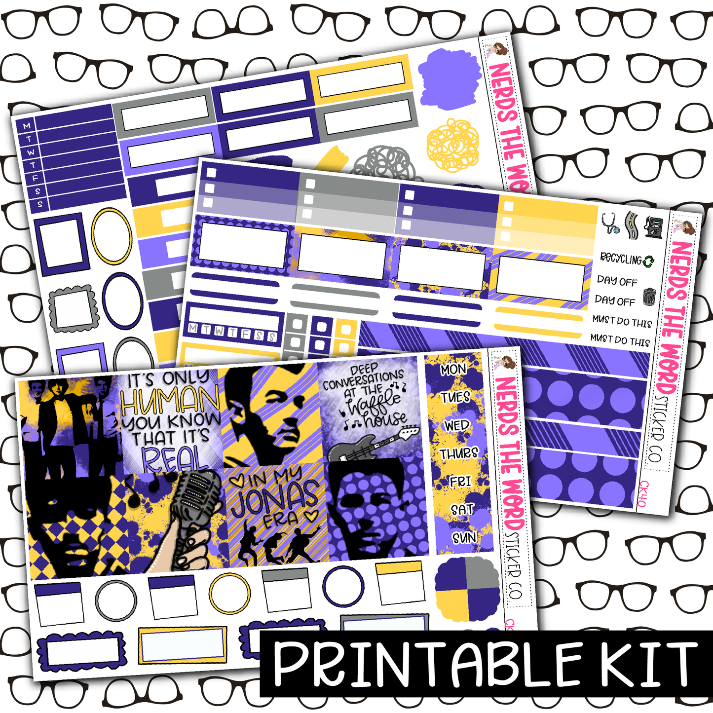 PRINTABLE -Jonas Monthly, Weekly and or Journaling Sticker Kit
