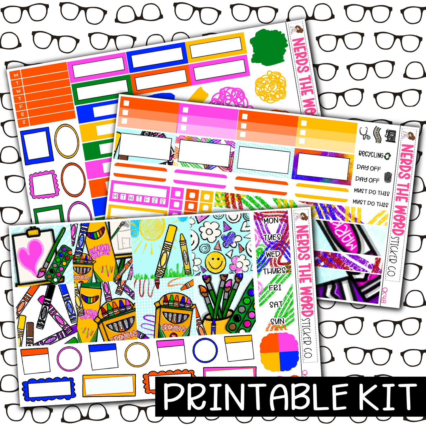 PRINTABLE - Color Monthly, Weekly and or Journaling Sticker Kit