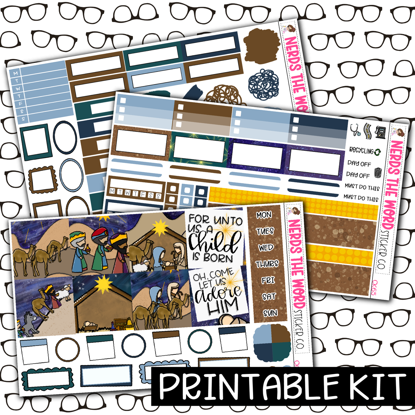PRINTABLE - Nativity Monthly, Weekly and or Journaling Sticker Kit