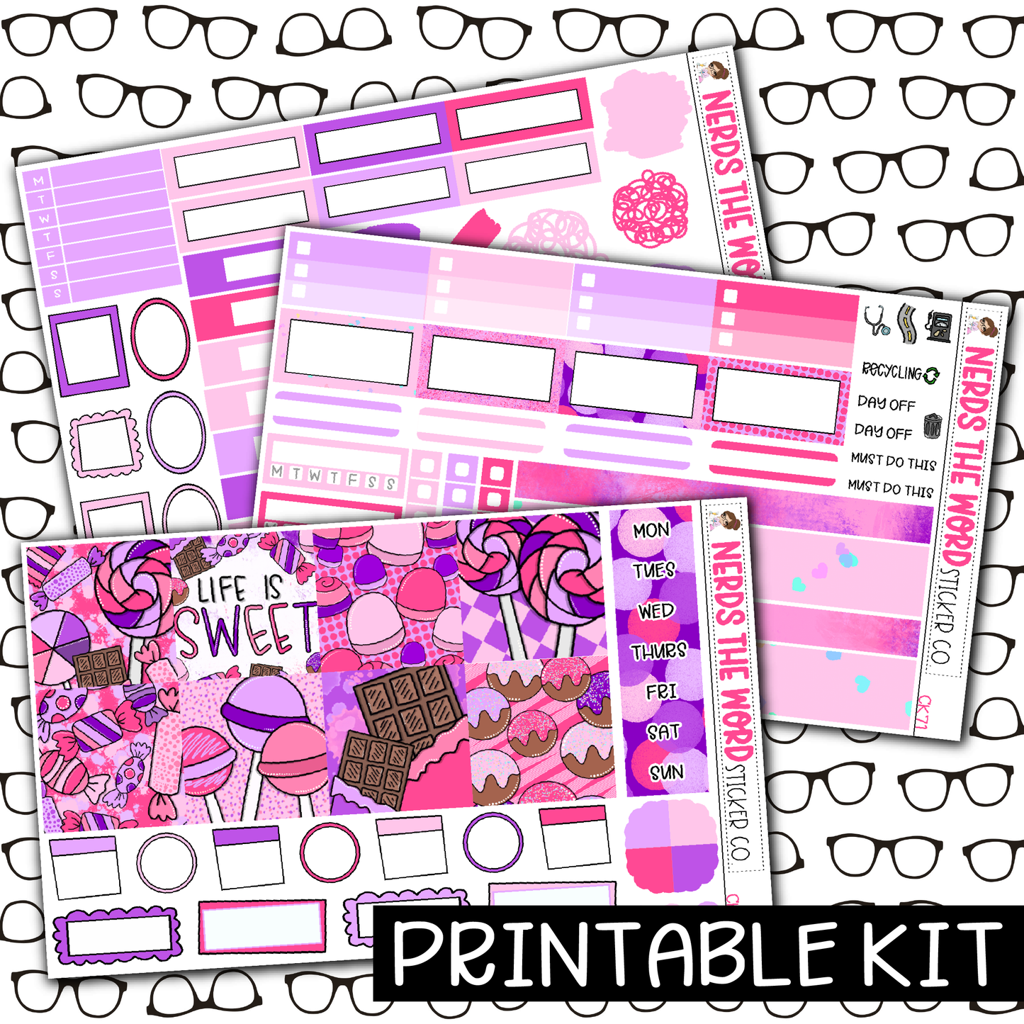 PRINTABLE - Life Is Sweet Monthly, Weekly and or Journaling Sticker Kit