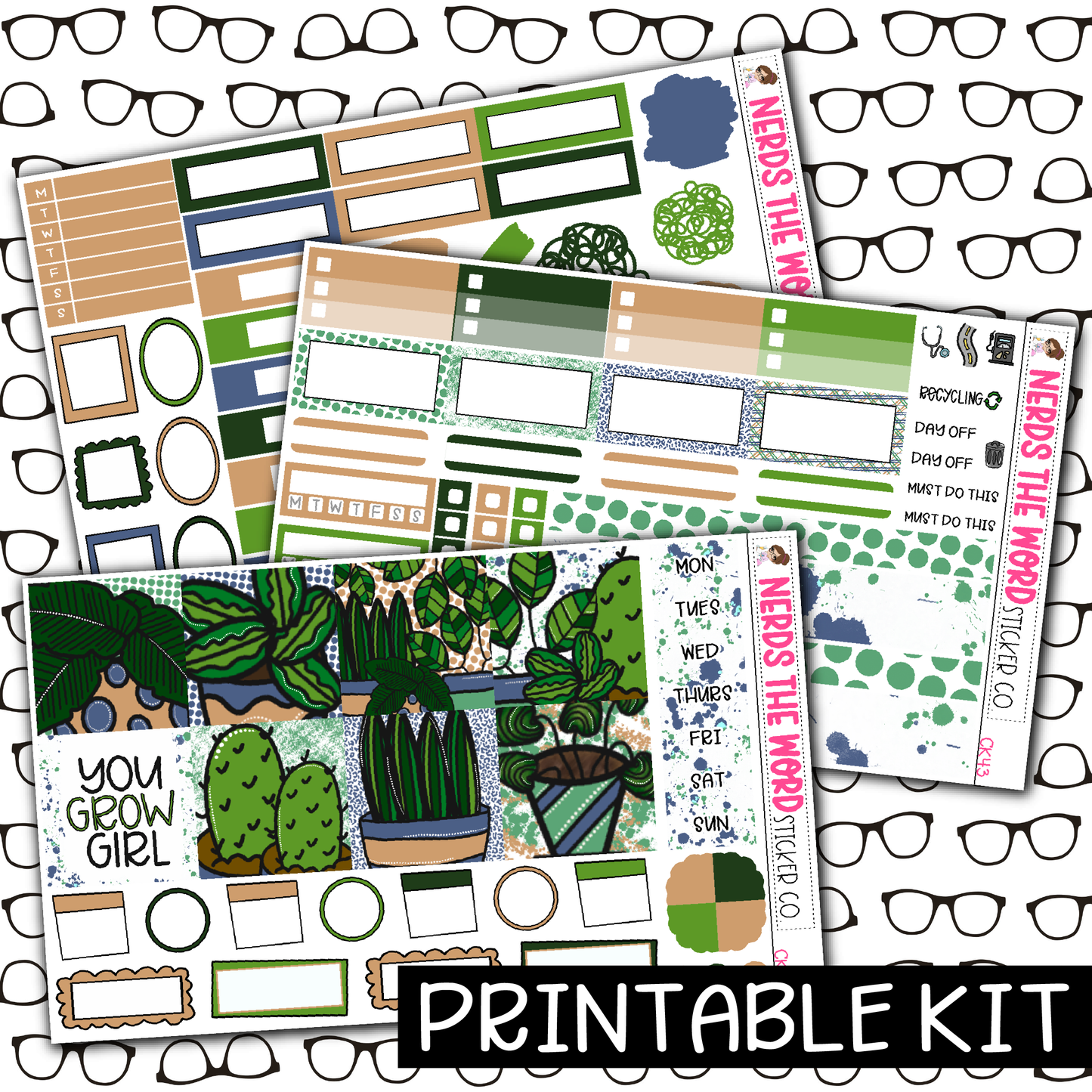 PRINTABLE - Plants Monthly, Weekly and or Journaling Sticker Kit