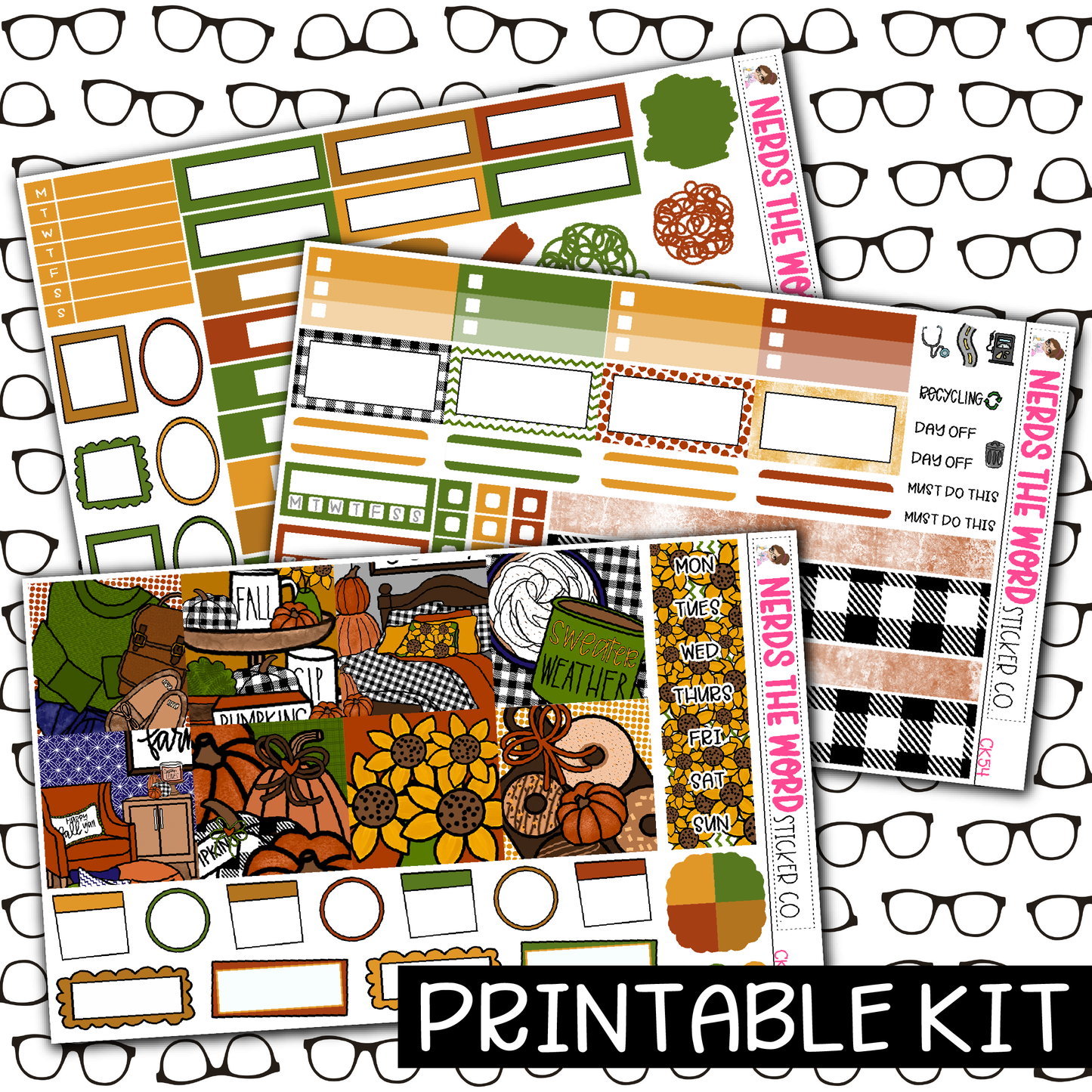 PRINTABLE - Sweater Weather Monthly, Weekly and or Journaling Sticker Kit