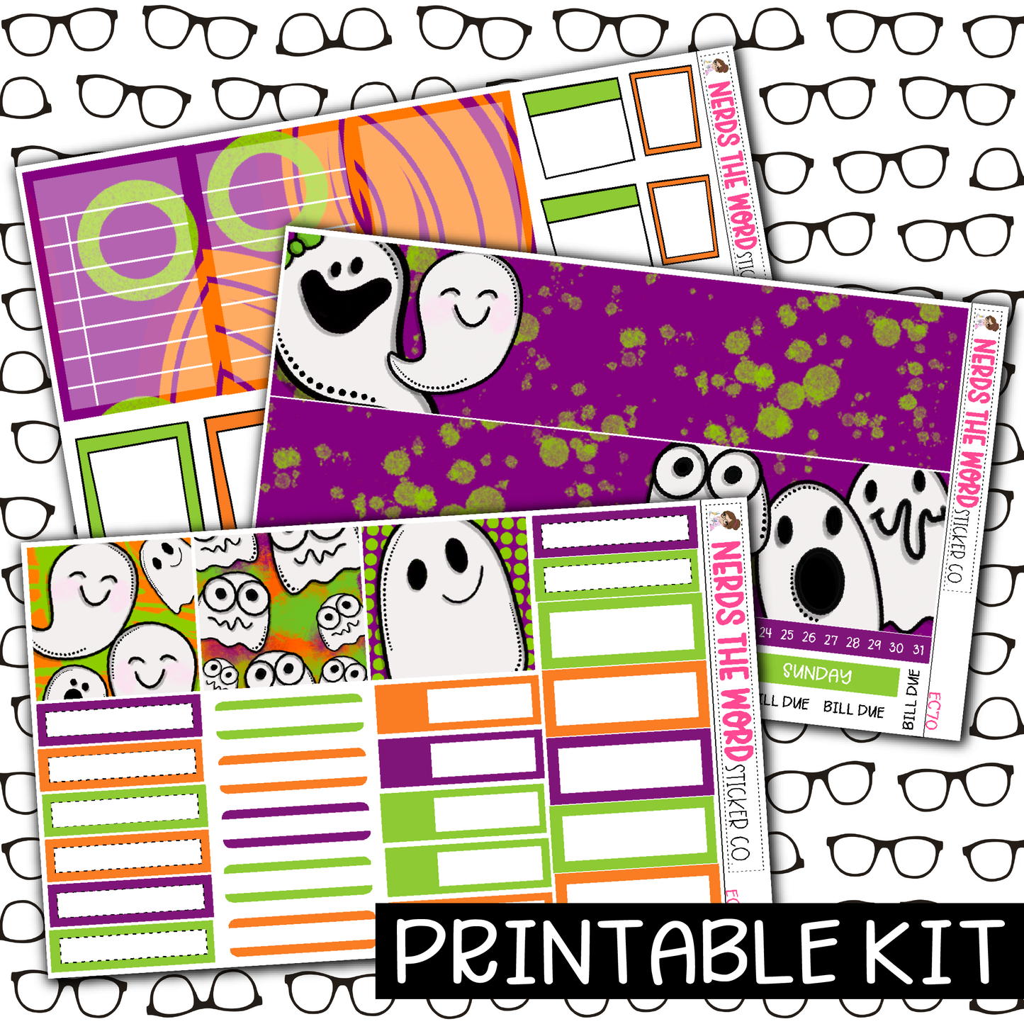 PRINTABLE - Hey Boo Monthly, Weekly and or Journaling Sticker Kit
