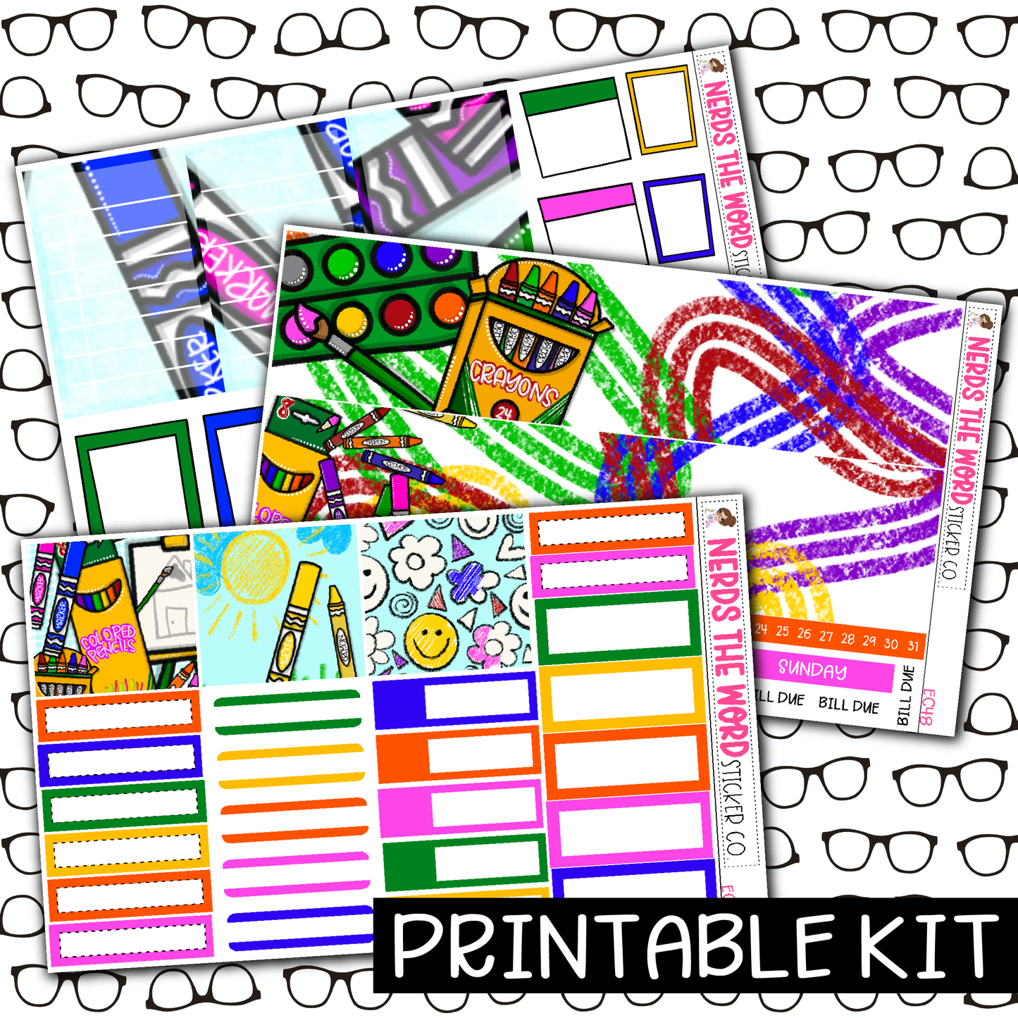 PRINTABLE - Color Monthly, Weekly and or Journaling Sticker Kit