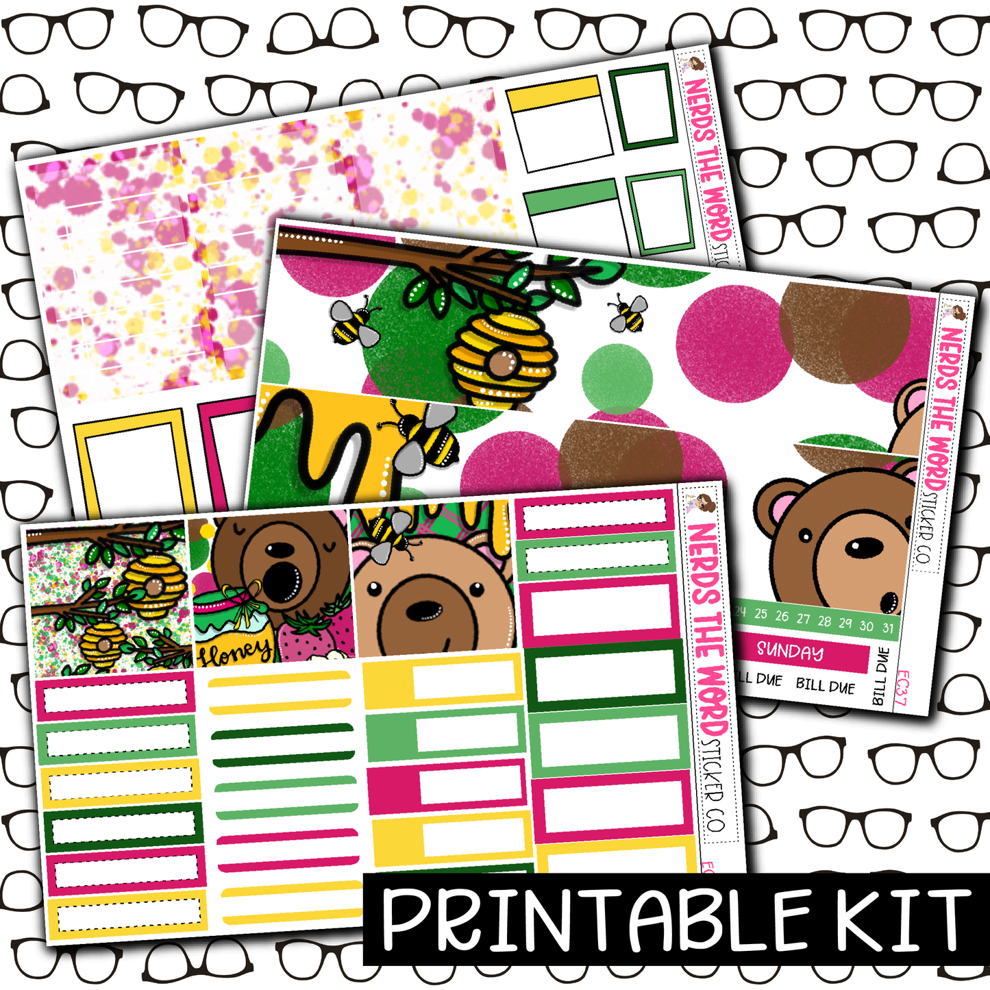 PRINTABLE - Don't Feed The Bears Monthly, Weekly and or Journaling Sticker Kit
