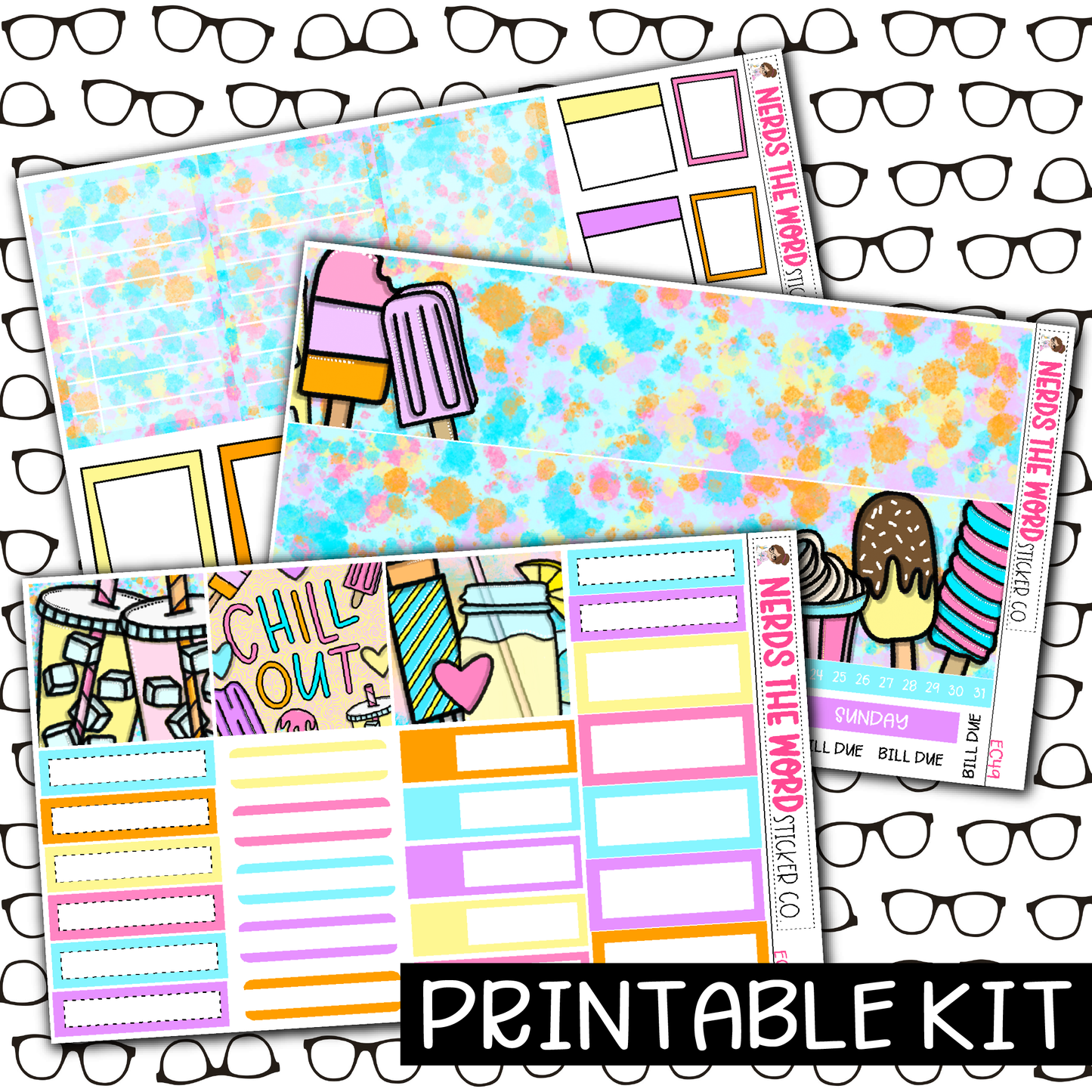 PRINTABLE - Chill Out Monthly, Weekly and or Journaling Sticker Kit
