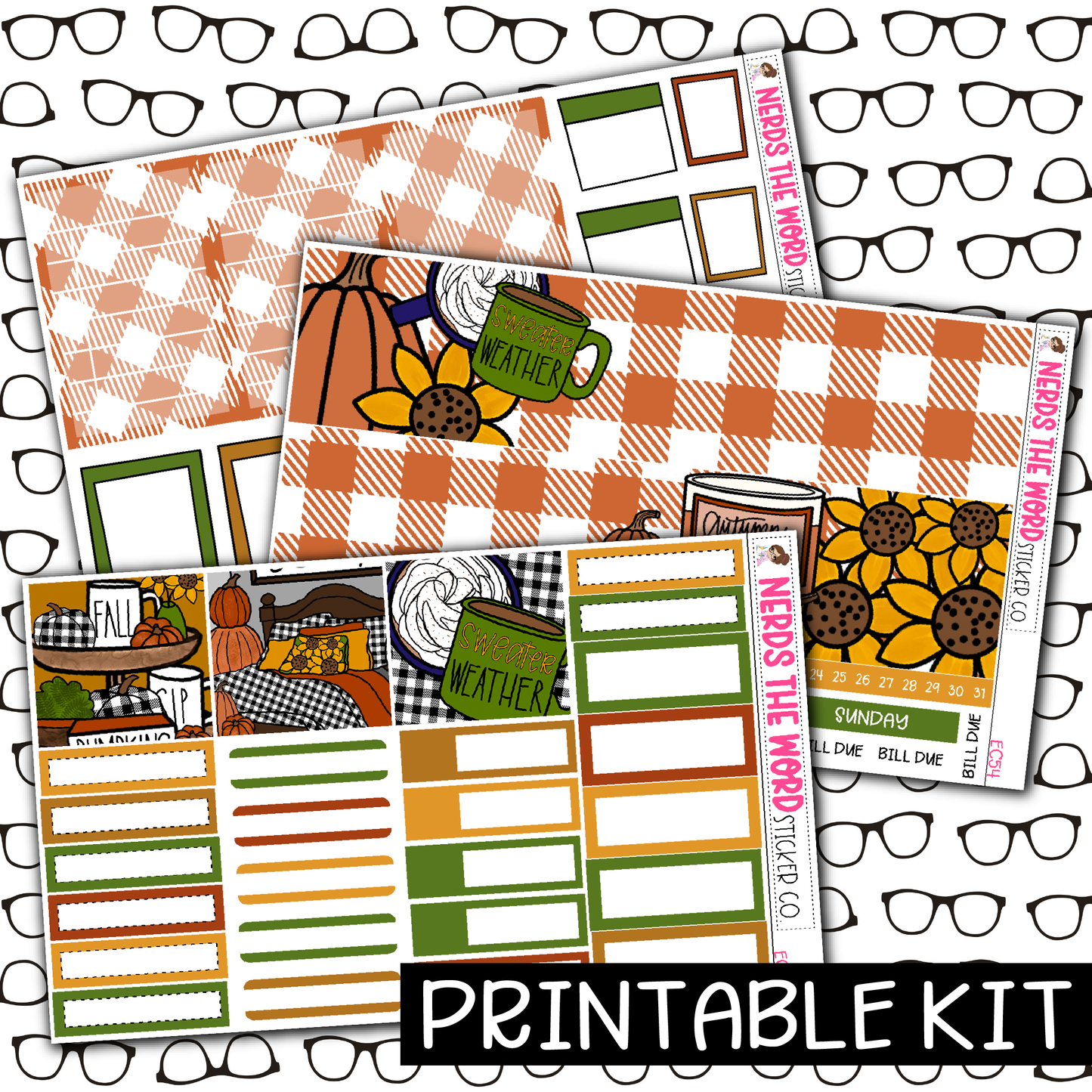 PRINTABLE - Sweater Weather Monthly, Weekly and or Journaling Sticker Kit
