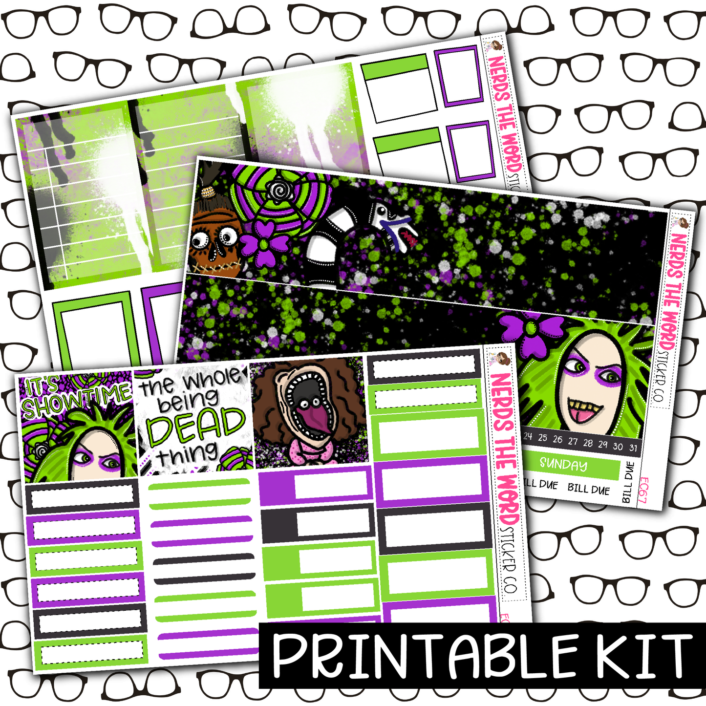 PRINTABLE - Beetlejuice Monthly, Weekly and or Journaling Sticker Kit