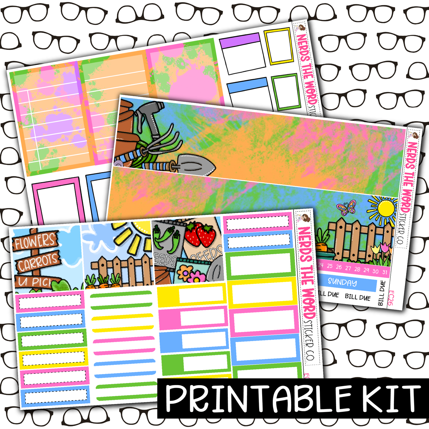 PRINTABLE - Garden Monthly, Weekly and or Journaling Sticker Kit